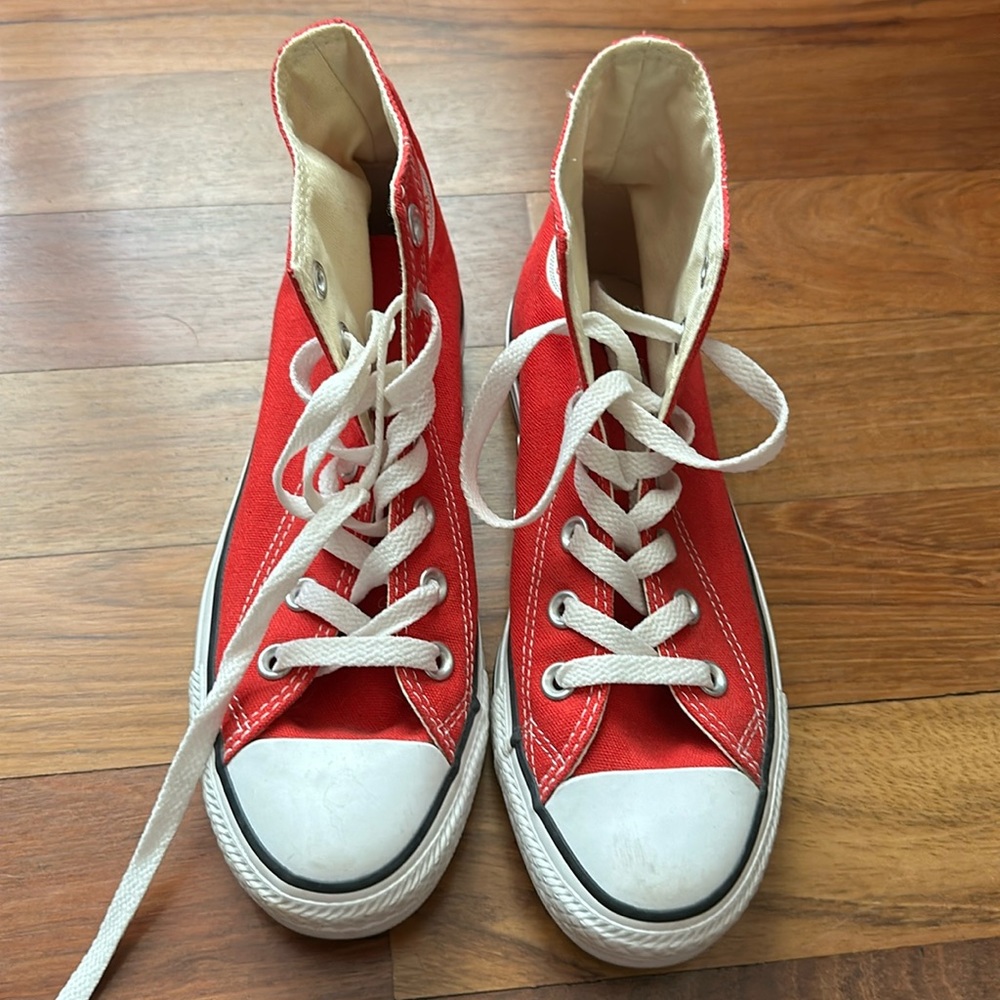 Red and white converse